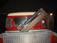  another dark saturday night working - this time assembling the beam with its locking pin - so here can be seen in the actual stored position